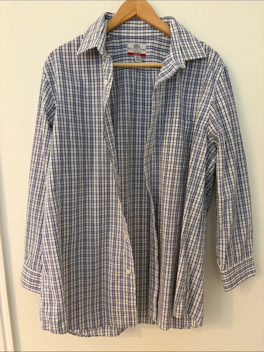 croft & barrow Blue and White Checked Lightweight Shirt Jacket